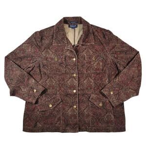 Jones New York Paisley Corduroy Jacket Womens 3X Western Boho Cottagecore Shirt